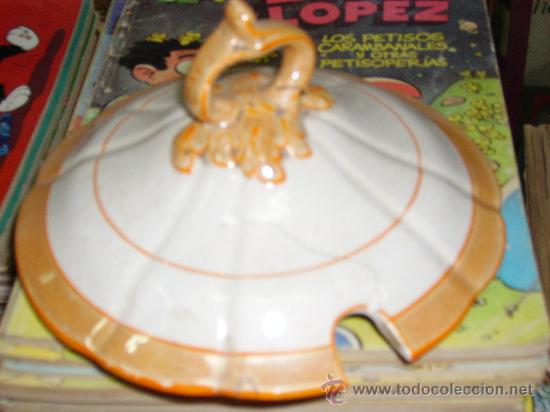 Antig&uuml;edades: SOPERA BLANCA CON LINEAS NARANJAS - Foto 2
