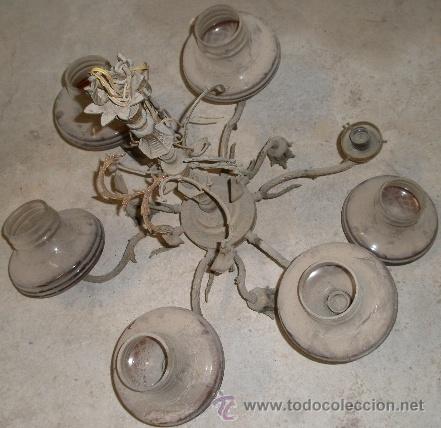 Antig&uuml;edades: L&aacute;mpara de bronce de 6 brazos - Foto 1