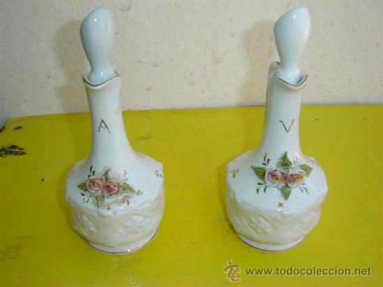 Antig&uuml;edades: aceitera y vinagrera de porcelana. - Foto 1