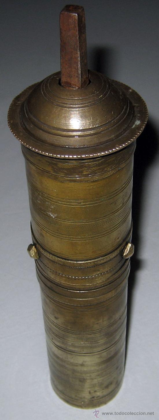 Antiques: ANTIGUO Y PRECIOSO MOLINILLO DE CAFE TURCO - EN LATON DORADO Y HIERRO - MANILLA PLEGABLE DE HIERRO F