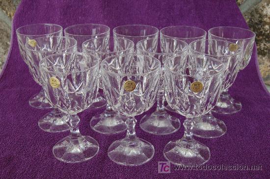 Antiquit&eacute;s: JUEGO DE 12 COPAS CRISTAL de roca 15 CM. ALTO X 8,5 DIAMETRO 24% PB0 - ITALI - NUEVAS A ESTRENAR