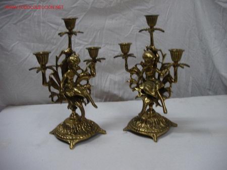 Antig&uuml;edades: CANDELABROS DE TRES BRAZOS - Foto 1