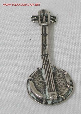 Antig&uuml;edades: Broche en forma de banjo en plata - Foto 1