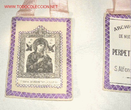 Antig&uuml;edades: ESCAPULARIO PERPETUO SOCORRO,A&Ntilde;OS 40 - Foto 2