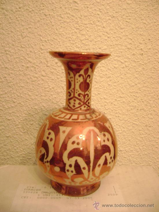 PEQUEÑO FLORERO DE REFLEJO METALICO (Antigüedades - Porcelanas y Cerámicas - Manises)