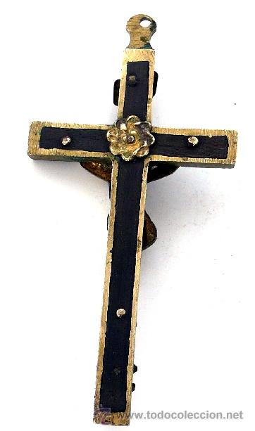 Antig&uuml;edades: CRUZ CONVENTUAL DE BRONCE Y MADERA - S. XIX - Foto 2