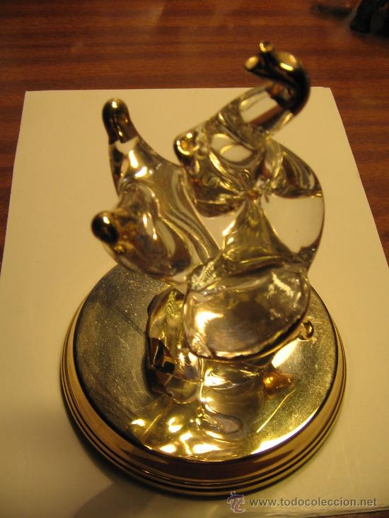 Oggetti Antichi: BONITO ELEFANTE DE LA SUERTE DE CRISTAL Y BRONCE