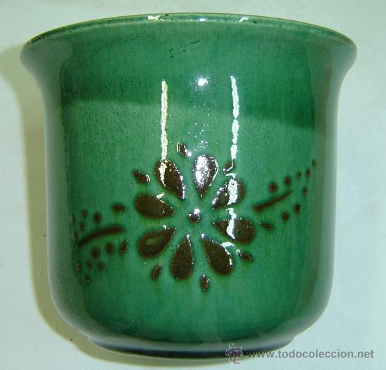 Antig&uuml;edades: MACETERO DE CERAMICA DECORADO DIAM. INT. 14 CMS. ALT. 15 CMS. - Foto 1