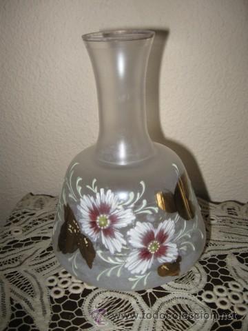 Antiquit&eacute;s: BOTELLA DE CRISTAL SOPLADO DECORACION ESMALTADA AL FUEGO,  ART NOUVEAU 1900. MIDE 19X13CM.