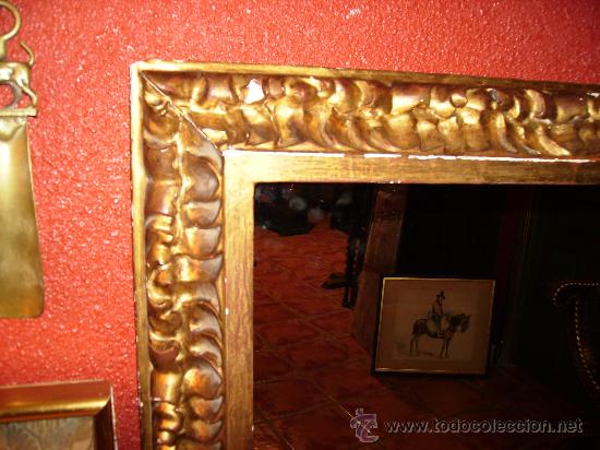 Antig&uuml;edades: espejo rectangular en madera y pan de oro pp siglo XX 95x46 - Foto 2