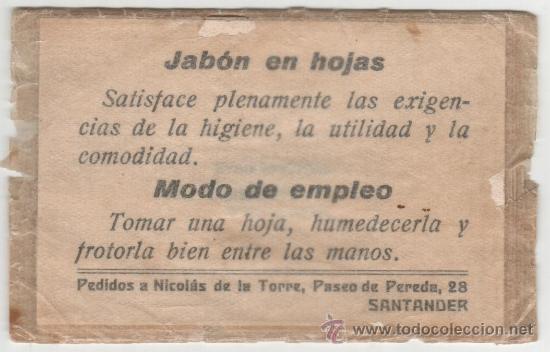 Antig&uuml;edades: ANTIGUO JABON EN HOJAS. NICOLAS DE LA TORRE SANTANDER. FARMACIA A. GAMIR VALENCIA