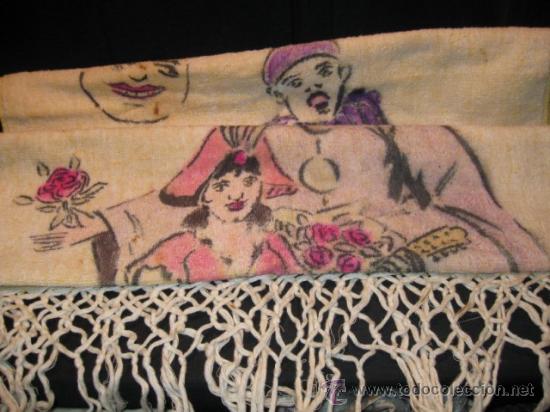 Antiques: TOALLA DE BA&Ntilde;O, EN RIZO AMERICANO SERIGRAFIADO, ART DECO 1920 -1930. FLECO ANUDADO A MANO. 160 X 55