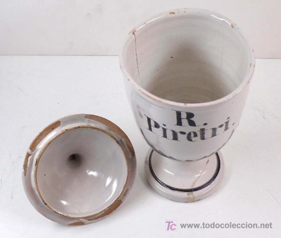 Antigüedades: pote de farmacia catalán s. XIX. base rota, y un pelo interior, . - Foto 3 - 13694590
