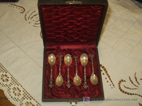 Antig&uuml;edades: Cucharas de plata para te,con estuche. - Foto 2