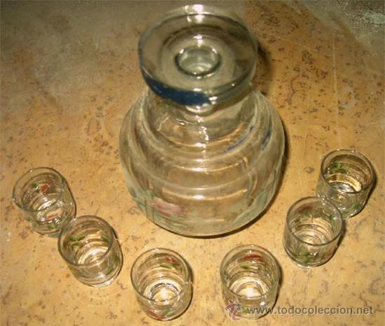 Antig&uuml;edades: Licorera con 6 vasitos. A&ntilde;o 1940 - Foto 4