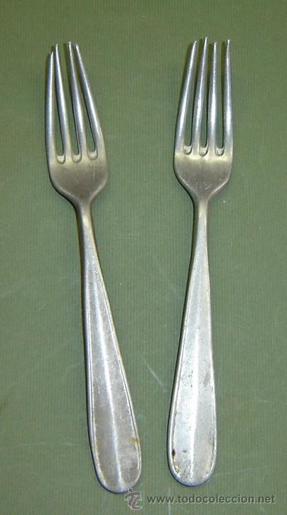 Antiques: JUEGO DE 2 TENEDORES ANTIGUOS DE ALUMINIO