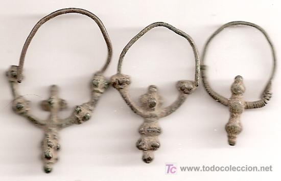 arqueología: 3 pendientes de bronce - Buy Other antique objects at -