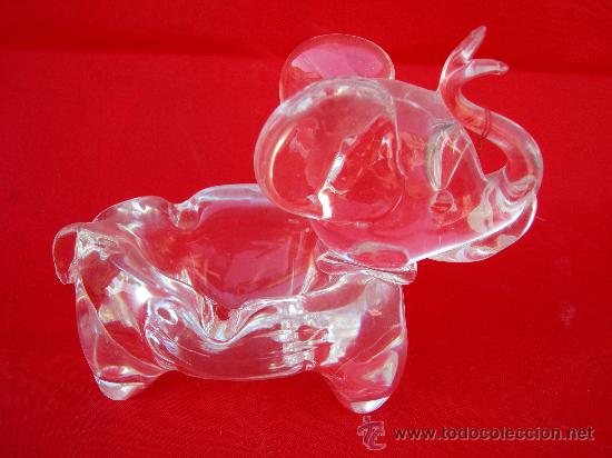 Antig&uuml;edades: CENICERO CRISTAL CON FORMA DE ELEFANTE - Foto 1