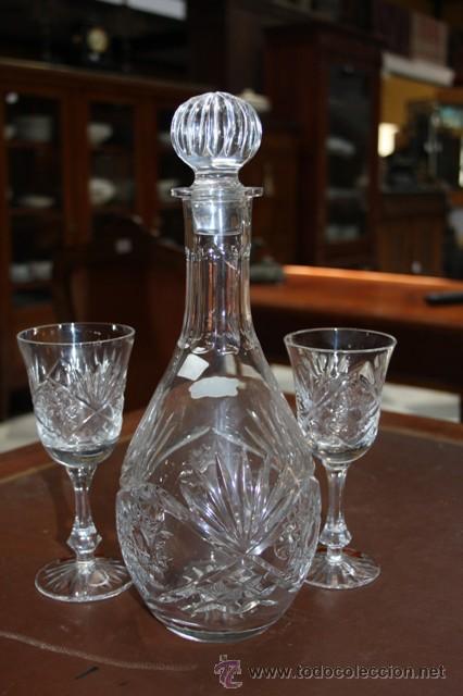 Antig&uuml;edades: BOTELLA Y DOS COPAS CRISTAL REF.2279 - Foto 2