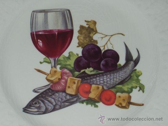 Antig&uuml;edades: PLATO PONTESA DECORACI&Oacute;N BODEG&Oacute;N CON SELLO EN LA BASE - Foto 2
