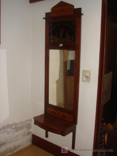 Antig&uuml;edades: ESPEJO ANTIGUO DE CAOBA  CON REPISA - Foto 3