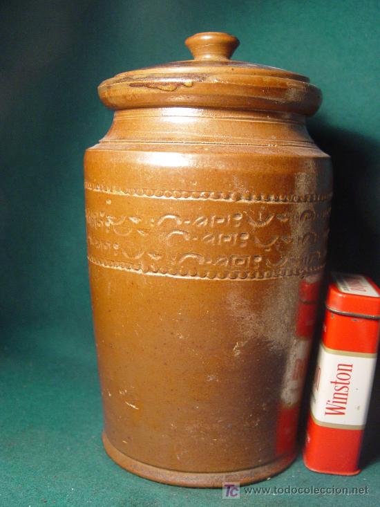 Antig&uuml;edades: ANTIGUO TARRO CON TAPADERA   EN CERAMICA DE GRES - Foto 1