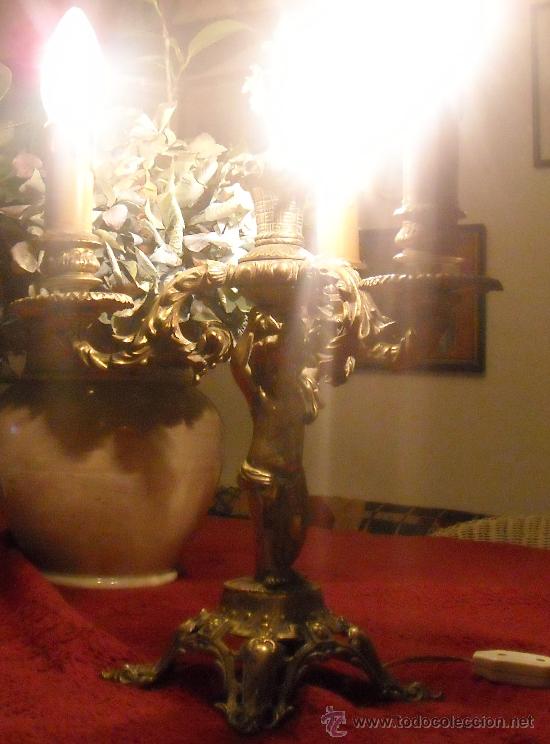 Antig&uuml;edades: ANTIGUO CANDELABRO BRONCE TRES BRAZOS. - Foto 5