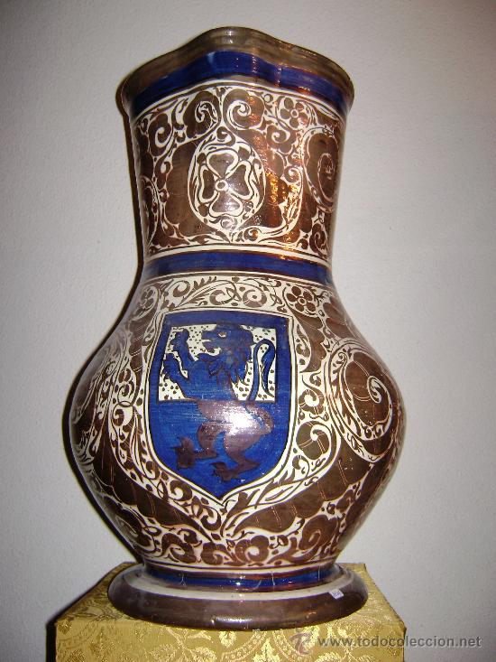 Antig&uuml;edades: GRAN JARRA DE MANISES EN REFLEJO METALICO - Foto 2