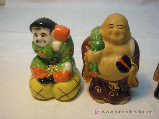 Antig&uuml;edades: 5 DIOSES CHINOS DE PORCELANA - Foto 5