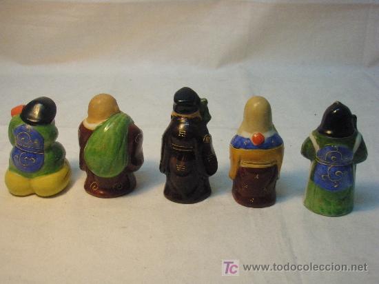 Antig&uuml;edades: 5 DIOSES CHINOS DE PORCELANA - Foto 2