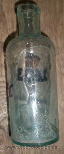 Antig&uuml;edades: Botella de cristal de 13 cms aprox. - Foto 1