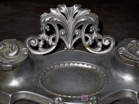 Antig&uuml;edades: ANTIGUO TINTERO DE METAL - Foto 3