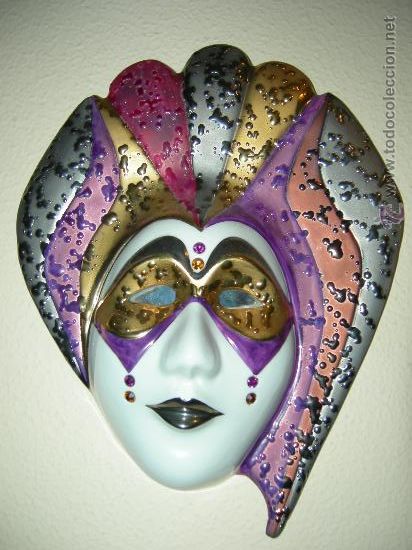 Antig&uuml;edades: COLECCION-MASCARAS VENECIANAS-CER&Aacute;MICA GALOS-GRANDES Y PEQUE&Ntilde;AS.-EXCELENTE ESTADO-COMO NUEVAS.