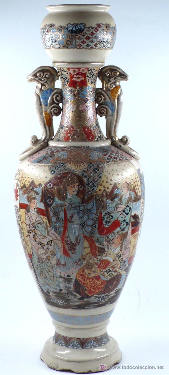 Antigüedades: jarrón de cerámica japonés sacsuma 1920s. altura: 65 cm. - Foto 7 - 17724599