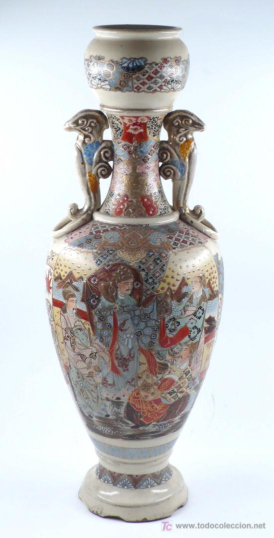 Antigüedades: jarrón de cerámica japonés sacsuma 1920s. altura: 65 cm. - Foto 6 - 17724599
