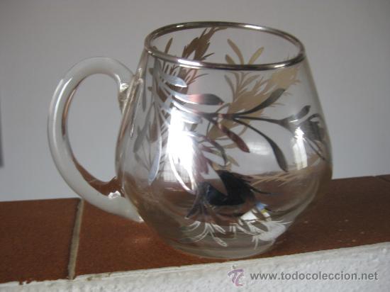 Antiguidades: VASO DE CRISTAL CON INCRUSTACIONES DE PLATA, CON ASA-PIEZA DE COLECCION RARISIMA,CREO QUE MODERNISTA
