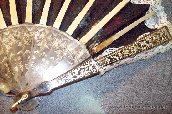 Antig&uuml;edades: Abanico flores y puntilla - Foto 2