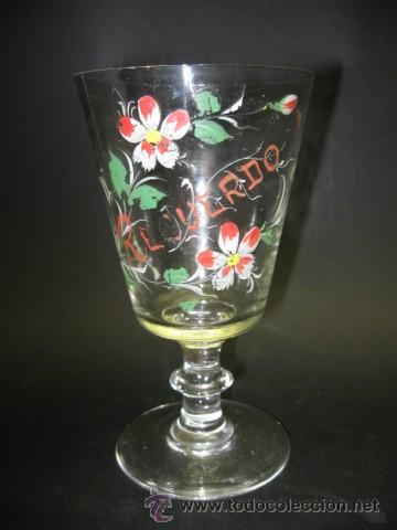 Antiguidades: COPA CRISTAL DECORADA, ( RECUERDO ) FABRICA SANTA LUCIA, CARTAGENA, MURCIA. FF.SG.XIX. MIDE 16 X 9 C