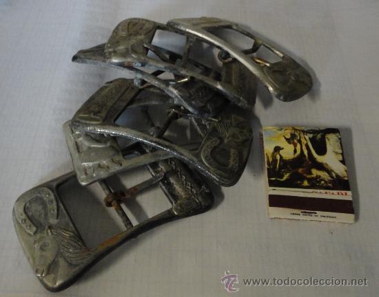 Antiguidades: Lote de 6 hebillas, motivo hipica