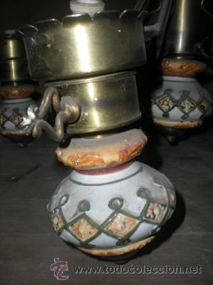 Antig&uuml;edades: LAMPARA PORCELAN BRONCE - Foto 3