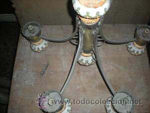 Antig&uuml;edades: LAMPARA PORCELAN BRONCE - Foto 5