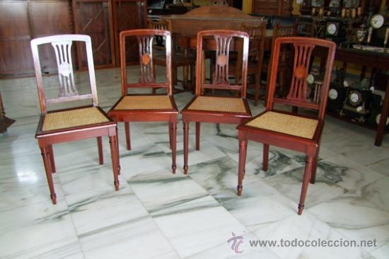 Antig&uuml;edades: 4 SILLAS A&Ntilde;OS 30,CAOBA REF.4612 - Foto 1