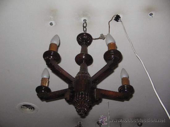 Antig&uuml;edades: LAMPARA DE TECHO DE MADERA - Foto 2