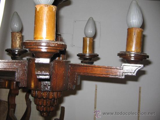 Antig&uuml;edades: LAMPARA DE TECHO DE MADERA - Foto 3