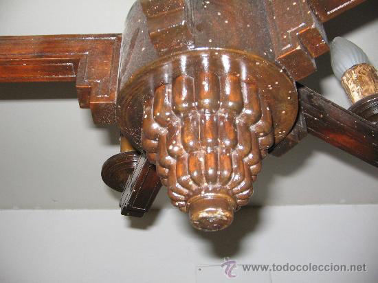 Antig&uuml;edades: LAMPARA DE TECHO DE MADERA - Foto 4