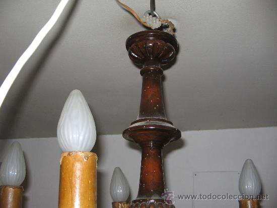 Antig&uuml;edades: LAMPARA DE TECHO DE MADERA - Foto 5