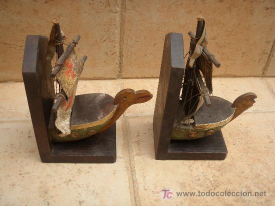 Antig&uuml;edades: PAR DE SUJETALIBROS DE LOS A&Ntilde;OS 60 - Foto 5