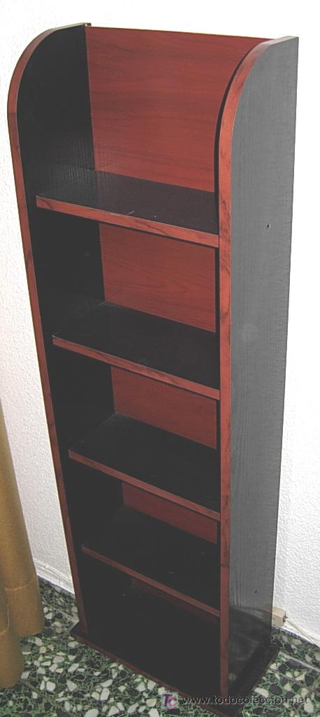 Antiques: Estanter&iacute;a de madera color marr&oacute;n y negro, de 17x35x116 cm., de 5 pisos para miniaturas, videos, etc