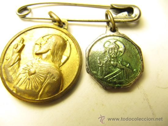 Antig&uuml;edades: Lote de 2 medallitas religiosas, 2cms y 1cms. - Foto 2