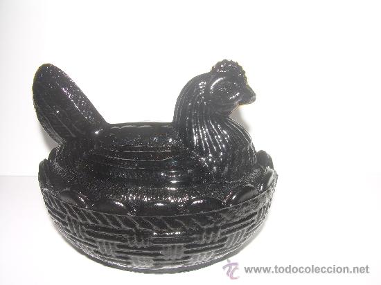 Antig&uuml;edades: FIGURA DE CRISTAL -OPALINA NEGRA - Foto 1